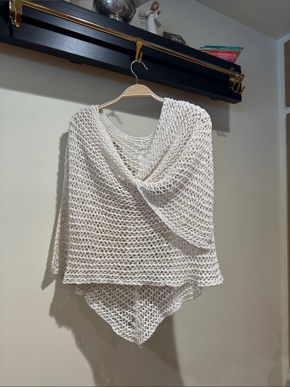 Source Unknown Cream Open-Knit Poncho